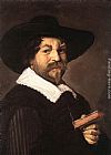 Frans Hals Canvas Paintings - Portrait of a Man Holding a Book